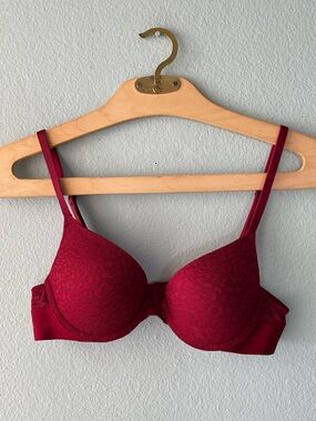 PINK Victoria’s Secret | Maroon Red Leopard Print Wear Everywhere Push-Up Bra